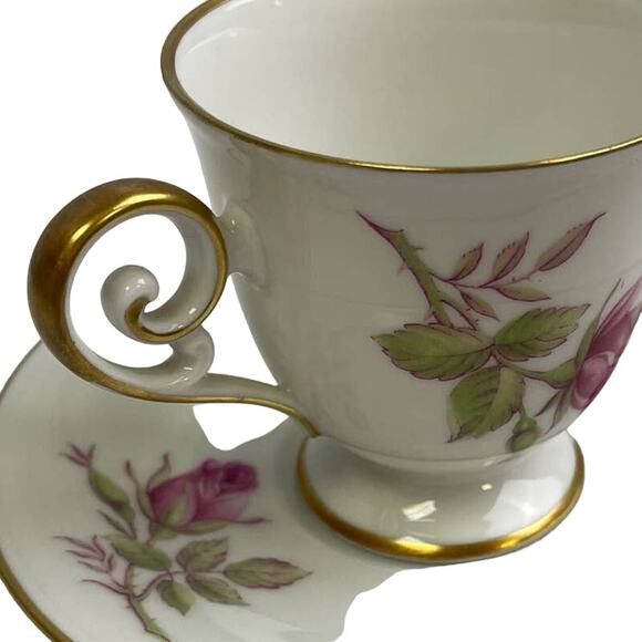 Vintage Hackefors Porslin Sweden Rosebud Saucer Cup Porcelain Teacup Set - Picture 3 of 6